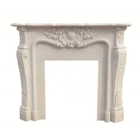 Manteau de cheminée en travertin fleur de culture sculpté ornement de cheminée en marbre décoration entourage de cheminée en marbre de pierre beige