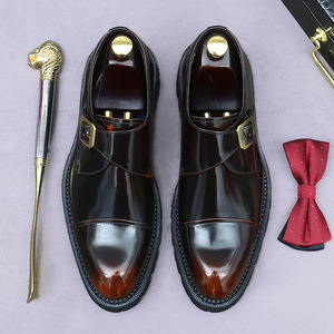 Zapatos de cuero para hombre con plataforma y tacón alto para uso formal de negocios, forro de cuero genuino, correa de cuero genuino con hebilla metálica. - Product Image 6