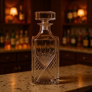 Decanter in Vetro Trasparente, Set per Confezionamento di Liquori e Vini, Bottiglia per <span class=keywords><strong>Whisky</strong></span> <span class=keywords><strong>750ml</strong></span>, Design Retrò di Lusso Leggero - Product Image 2
