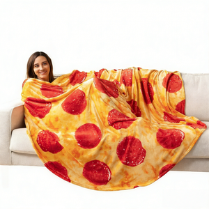 Manta de Franela Personalizada al por Mayor, 100% Poliéster, Súper Suave, Tejida, con Diseño de Burrito, Tortilla y <span class=keywords><strong>Pizza</strong></span>, Impresión a Doble Cara - Product Image 2