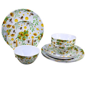 Juego <span class=keywords><strong>de</strong></span> Vajilla <span class=keywords><strong>de</strong></span> Melamina con Diseño <span class=keywords><strong>de</strong></span> Abejas y Flores <span class=keywords><strong>de</strong></span> Verano, 12 Piezas, Platos y Tazones con Aspecto <span class=keywords><strong>de</strong></span> Porcelana Blanca - Product Image 5