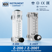 Débitmètre d'air et d'eau à montage sur panneau KIO Série Z-200/Z-200T 1/4" BSPT avec vanne, débitmètre en bloc acrylique solide