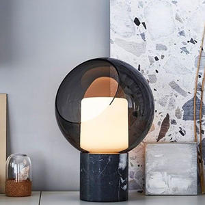 Postmodern Minimalist Glass-Shaded <b>Table</b> Lamp for Living Room Bedroom <b>Bedside</b> with Marble Decorative Accent - Product Image 2
