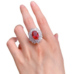 S925 con incrustaciones de plata con huevo de Paloma roja de sangre de Paloma de 9*13mm lleno de diamantes y diamantes de alto carbono para boda femenina - Product Image 5