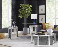 Table basse de luxe de haute qualité en vente chaude avec un dessus en verre trempé et un effet diamant écrasé brillant