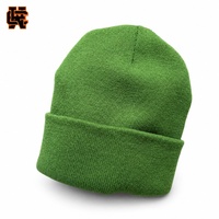 Bonnet en coton à maille fine avec logo personnalisé, motif Argyle, vert herbe, à revers, chaud pour l'hiver, unisexe, vierge, thermique, vente en gros, ODM