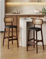 Tabouret de bar moderne et minimaliste en bois massif pour usage domestique, tabouret haut pour comptoir de bar, îlot de cuisine, chaise haute avec dossier, tabouret de bar pour réception