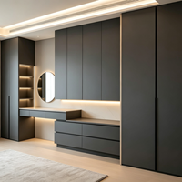 Système de dressing moderne sur mesure en bois, tendance 2026, prêt à assembler (RTA), avec éclairage LED, fabrication OEM/ODM, taille personnalisée