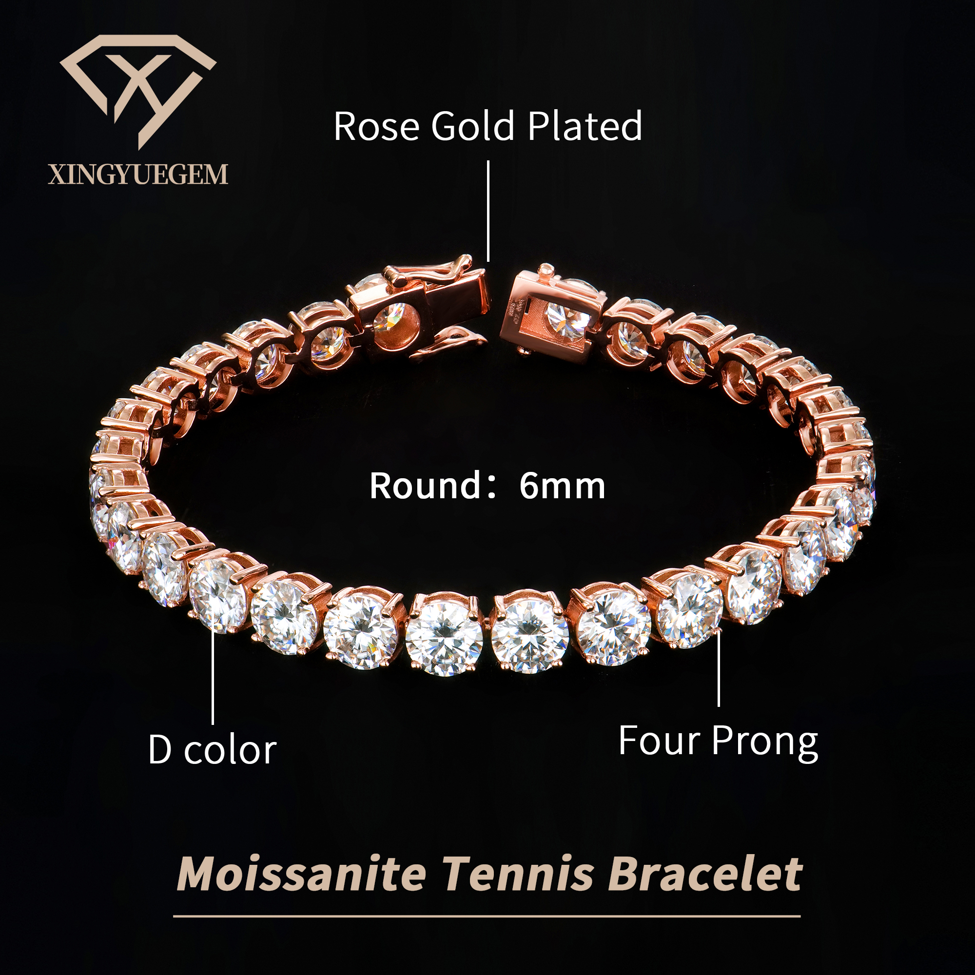 Rose Gold Plated 6mm