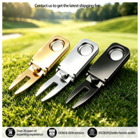 Blankes Metall-Divot-Tool, Golf-Divot-Reparaturwerkzeug und Ballmarker, individuell anpassbar für Golfreparatur und Ballmarker, Switchblade