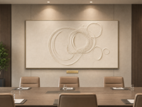 Décor mural texturé en plâtre, motif cercle abstrait tourbillonnant, couleur crème ivoire, cadre en aluminium, pour hôtel, suite, salon, mur d'accentuation, personnalisable