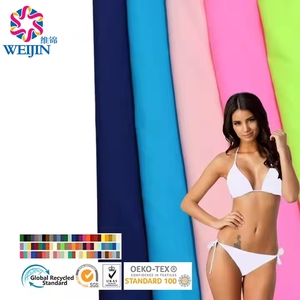 Bán Buôn Chất Lượng Cao Mềm Mại Thoáng Khí Không Thấm Nước Đàn Hồi Áo Tắm Dệt Kim Nylon <span class=keywords><strong>Spandex</strong></span> 4-Cách Đàn Hồi Áo Tắm Bikini Vải - Product Image 1