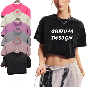 T-shirt Crop Top Oversize da <span class=keywords><strong>Donna</strong></span> in <span class=keywords><strong>Cotone</strong></span> 100% 230gsm, Vestibilità Ampia, Effetto Lavato, Personalizzabile con Logo, Alta Qualità - Product Image 1