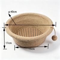 Lit pour chat rond classique XL avec nid en liège durable et écoresponsable, corde de chanvre, rembourrage en coton, couvercle amovible pour chats d'intérieur - Utilisation toutes saisons