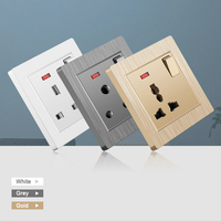 Interruptor y Enchufe de Pared Dorado 13A para Oriente Medio y África, Interruptor de Luz Británico, Enchufe de Corriente OEM