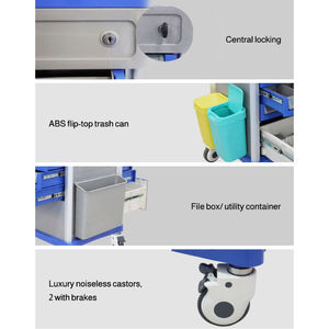 Медицинская тележка для медикаментов из АБС-пластика, двухсторонняя, с центральной блокировкой и выдвижными ящиками, от поставщика тележек для медикаментов - Product Image 6