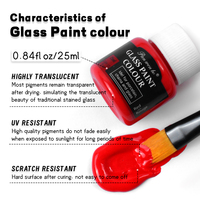 Panwenbo - Juego de Pintura para Vidrio Transparente de 12 Colores/25 ml, Pintura para Vidrio No Tóxica e Impermeable para Pintar Vidrios