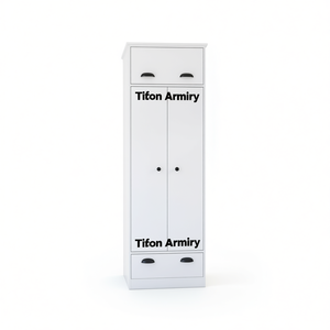 Armario Tifton Blanco de 2 Puertas y 2 Cajones, Mueble de Dormitorio Moderno y Minimalista, Armario de Almacenamiento - Product Image 3