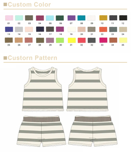 Ensemble de pulls tricotés en coton personnalisable pour bébés vêtements rayés sans manches pour garçons pour les tout-petits à manches courtes nouveau modèle pour les enfants - Product Image 3