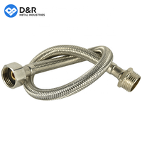 Tuyau flexible en acier inoxydable tressé D&R avec âme intérieure EPDM et raccord en laiton pour chauffe-eau, tuyau d'eau pour salle de bain
