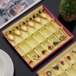 Cuillère à café avec pendentif de Noël, fourchette à fruits, ensemble de cuillère et fourchette en acier inoxydable pour la fête à la maison, dessert, cuillère à <span class=keywords><strong>thé</strong></span>, fourchette à gâteau - Product Image 3