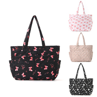 Tas Tote Wanita Motif Bunga Kapasitas Besar Tas Selempang Ringan Tas Belanja Kasual Tas Jinjing Harian Logo Kustom OEM