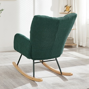 <span class=keywords><strong>Fauteuil</strong></span> à bascule de luxe vert bouclé, moderne, en tissu Teddy, confortable, à dossier haut, pour salon, villa, appartement, décoration - Product Image 3