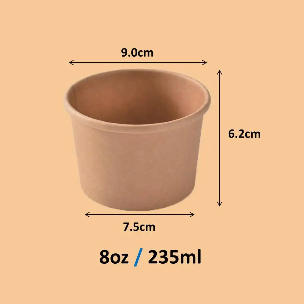 Biodegradable Custom eco friendly disposable 8oz ice cream soup packing paper food pail fried chicken bucket with lid