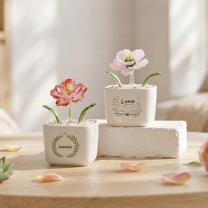 Pièces de décoration artisanales de style Murano personnalisables avec fleurs de naissance et plantes <span class=keywords><strong>en</strong></span> verre <span class=keywords><strong>en</strong></span> pot. Convient comme cadeau d'anniversaire. - Product Image 3
