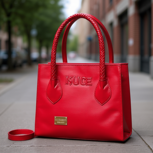 Bolso Tote Rojo para Mujer Fana Jena, con Cierre de Cremallera, Asas Tejidas, Estampado de Letras, Bolso Casual - Product Image 2