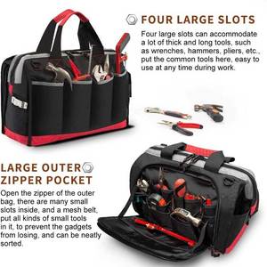 Sac à outils portable OEM ODM avec bandoulière réglable, sac de rangement pour outils, sac de transport pour outils de 16 pouces, grand sac fourre-tout pour hommes - Product Image 5