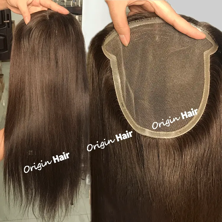 2 # color marrón hecho a mano europeo 100% virgen cutícula cabello humano base de encaje completo postizos sistemas de reemplazo toppers para mujeres