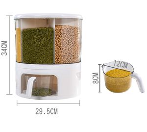 กล่องเก็บข้าวสารพลาสติกแบบ 6 ช่อง ป้องกันความชื้น สำหรับเก็บอาหารในครัว กล่องเก็บธัญพืช กล่องซีเรียล กล่องเก็บของแบบหมุนได้ - Product Image 6