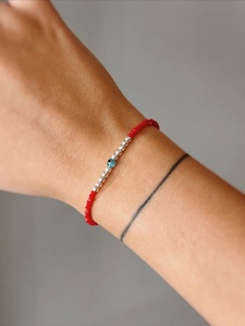 <b>Red</b> Natural Gemstone Faceted Round Beads <b>Bracelet</b> with Evils Eyes Bead Natural Stone <b>Bracelet</b> Fashion Jewelry for Women Gifts - Product Image 1