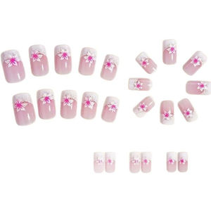 24 piezas <span class=keywords><strong>Rosa</strong></span> corto cuadrado flor falso <span class=keywords><strong>palo</strong></span> <span class=keywords><strong>uñas</strong></span> Prensa <span class=keywords><strong>en</strong></span> <span class=keywords><strong>uñas</strong></span> francés <span class=keywords><strong>uñas</strong></span> artificiales para Salón de Arte de <span class=keywords><strong>uñas</strong></span> - Product Image 4