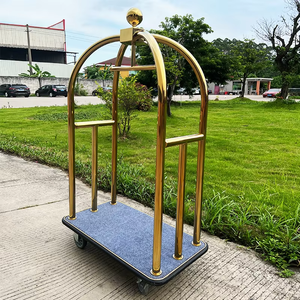 Carrello Portabagagli per Terminal Aeroportuale in Acciaio Inox, Carrello di Servizio per Hotel e Concierge - Product Image 5