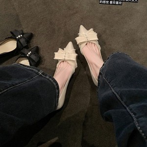 Pointed Toe Satin Pumps Stiletto Heel <b>Bow</b> Decoration D'Orsay Slip-On High Heel Fashion Trend All Seasons - Product Image 2