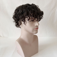 BIO # Système de remplacement capillaire 1B20 en cheveux humains à peau fine, toupet pour hommes, bouclé 25mm