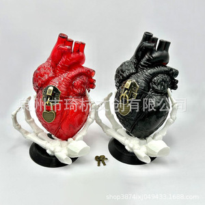 <b>Heart</b> <b>Shaped</b> Resin Craft Red Black Halloween Decoration Indoor Handmade Gift - Product Image 1