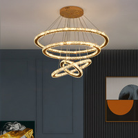 JYLIGHTING 4 Anneaux Cristal LED Lustre Pendentif Luminaire Cristal Lumière Suspension Suspension Lumière pour Salle À Manger Escalier