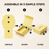 Boîte rigide en carton jaune pliable avec logo personnalisé en relief, laminage mat, recyclable, vide, pour cadeaux, avec fermeture magnétique