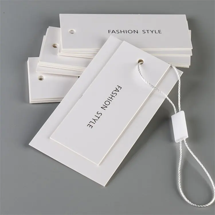 Hohe Qualität Bester Preis Benutzer definiertes Drucken Logo Luxus Swing Label Kleidungs stück Tags Papier hängen Tags mit Schnur Seil für Kleidung