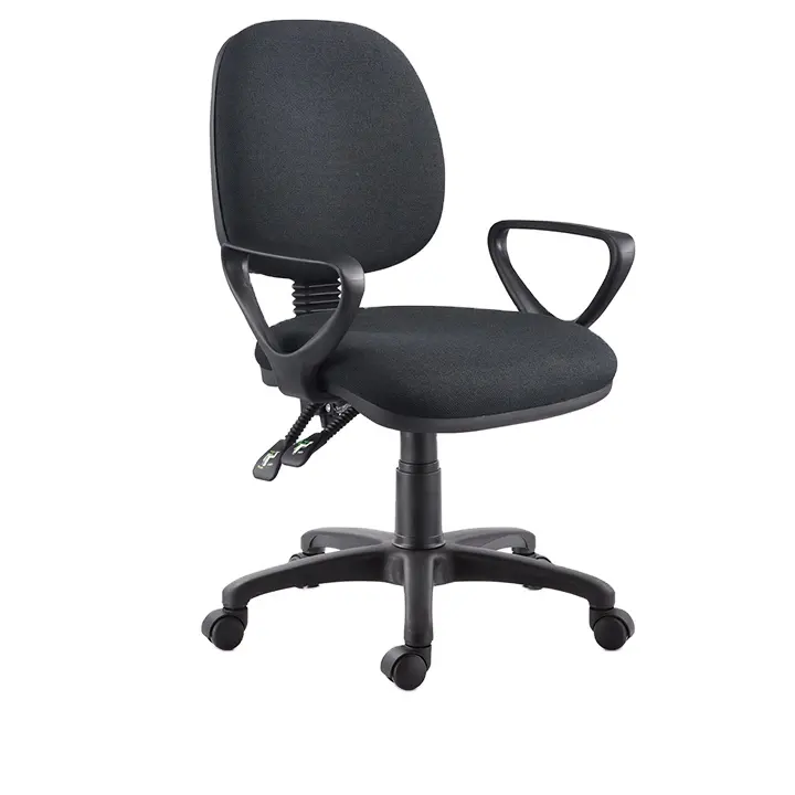 Silla secretariado resistente uso simples design baixo preço tecido escritório cadeira removendo pessoal cadeira giratória com duas alça