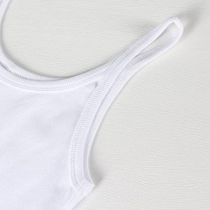 Logo 2025 personalizzato con ricamo da <span class=keywords><strong>donna</strong></span> bianco leggero Racerback sportivo allenamento traspirante <span class=keywords><strong>canotta</strong></span> a coste per ragazze estive - Product Image 2