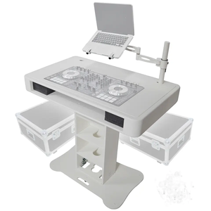 Torre de Control con Acabado Blanco, Soporte para Cabina de <span class=keywords><strong>DJ</strong></span> con Estuches de Transporte para <span class=keywords><strong>Pioneer</strong></span> DDJ-REV7, <span class=keywords><strong>XDJ</strong></span>-XZ, DDJ-1000, RANE One - Product Image 1