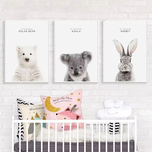 Woodland Animal Art déco toile affiche cerf à long cou et <span class=keywords><strong>ours</strong></span> polaire pour pépinière chambre d'enfants maison chambre décoration - Product Image 2