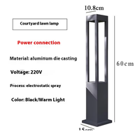 Lampadaire LED carré et moderne pour pelouse, lampadaire étanche IP65, lampe PC, éclairage de jardin, rue et paysage, alimentation électrique