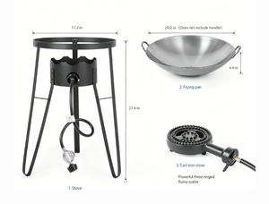 Fornello a gas portatile da 54.000 BTU in <span class=keywords><strong>ghisa</strong></span> per wok, fornello a gas ad alta pressione per barbecue, feste all'aperto e banchetti all'aperto - Product Image 6
