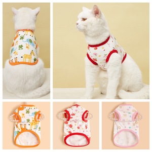 Chaleco para mascotas para gatos y perros, ropa antidesprendible con estampado de dibujos animados, sin mangas, cómoda y fresca para verano, talla S M, naranja, rojo, rosa - Product Image 1