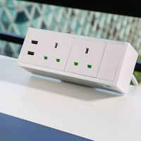 Prise de courant multi-prises amovible pour bureau, norme britannique, avec double USB et 2 prises, fixation par pince pour table